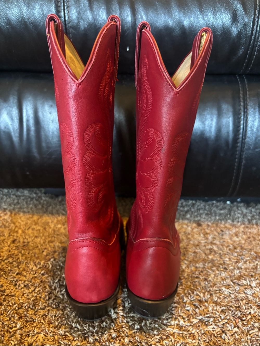 Durango Red Leather Western Boots with Embroidered Shaft - Picture 2 of 6